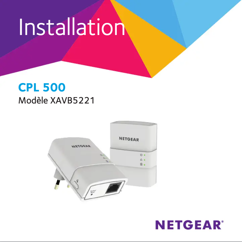 Page 1 de la notice Guide d'installation Netgear Powerline 500 XAVB5221