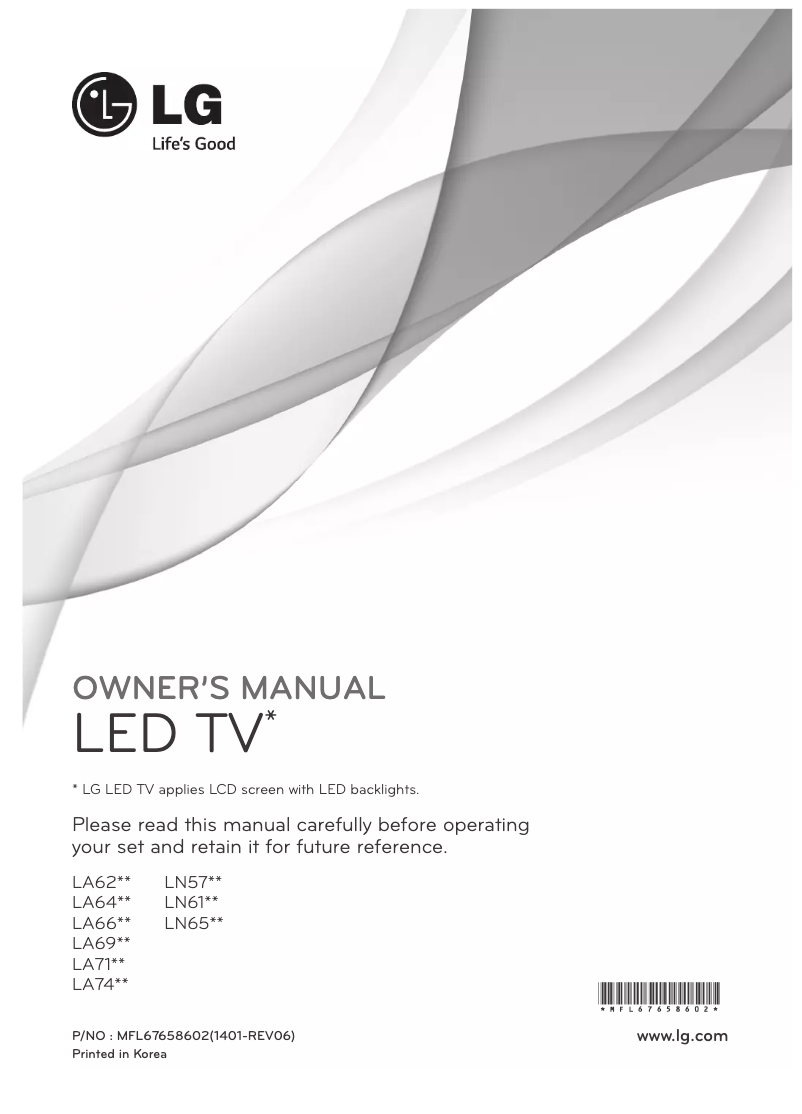 Page 1 de la notice Manuel utilisateur LG 60LA740S