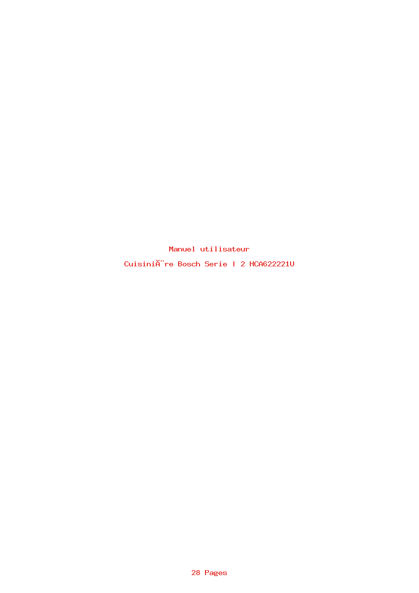 Page 1 de la notice Manuel utilisateur Bosch Serie | 2 HCA622221U