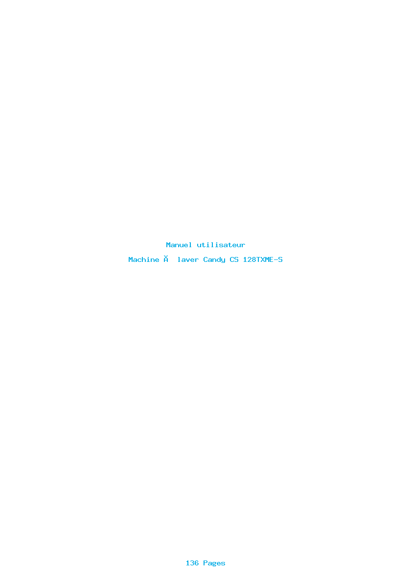 Page 1 de la notice Manuel utilisateur Candy CS 128TXME-S