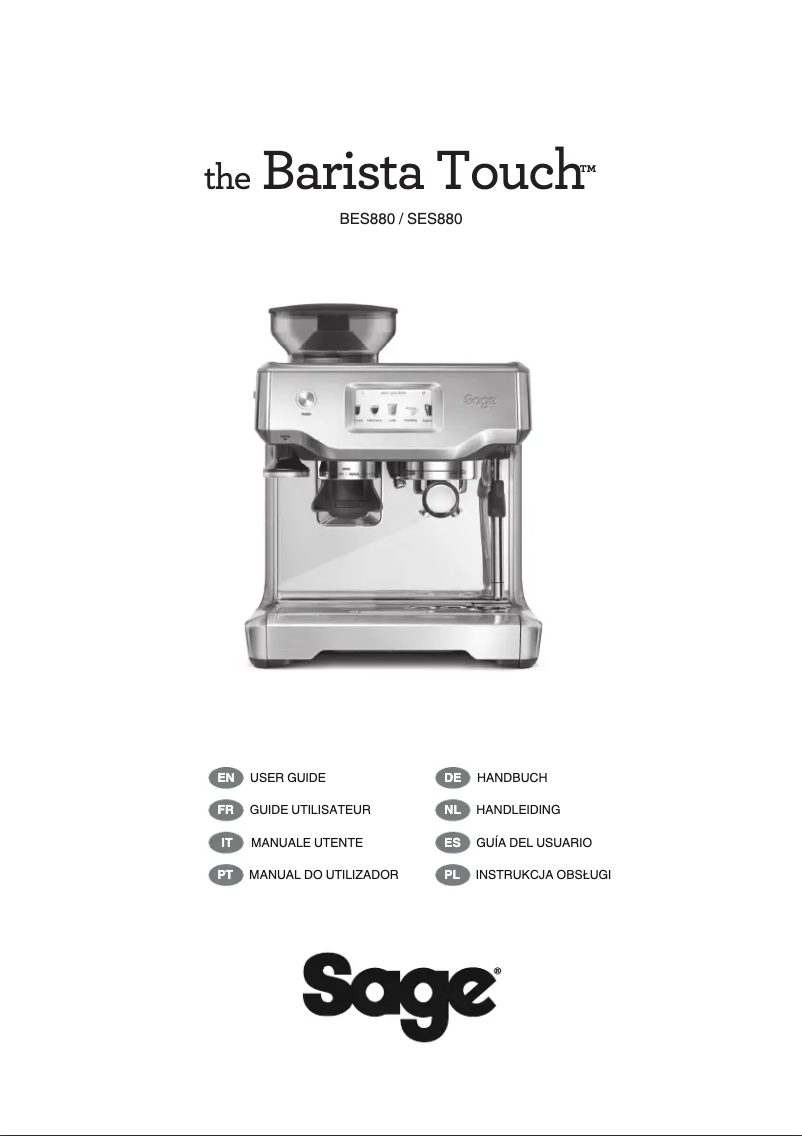 Page 1 de la notice Manuel utilisateur Sage the Barista Touch SES880