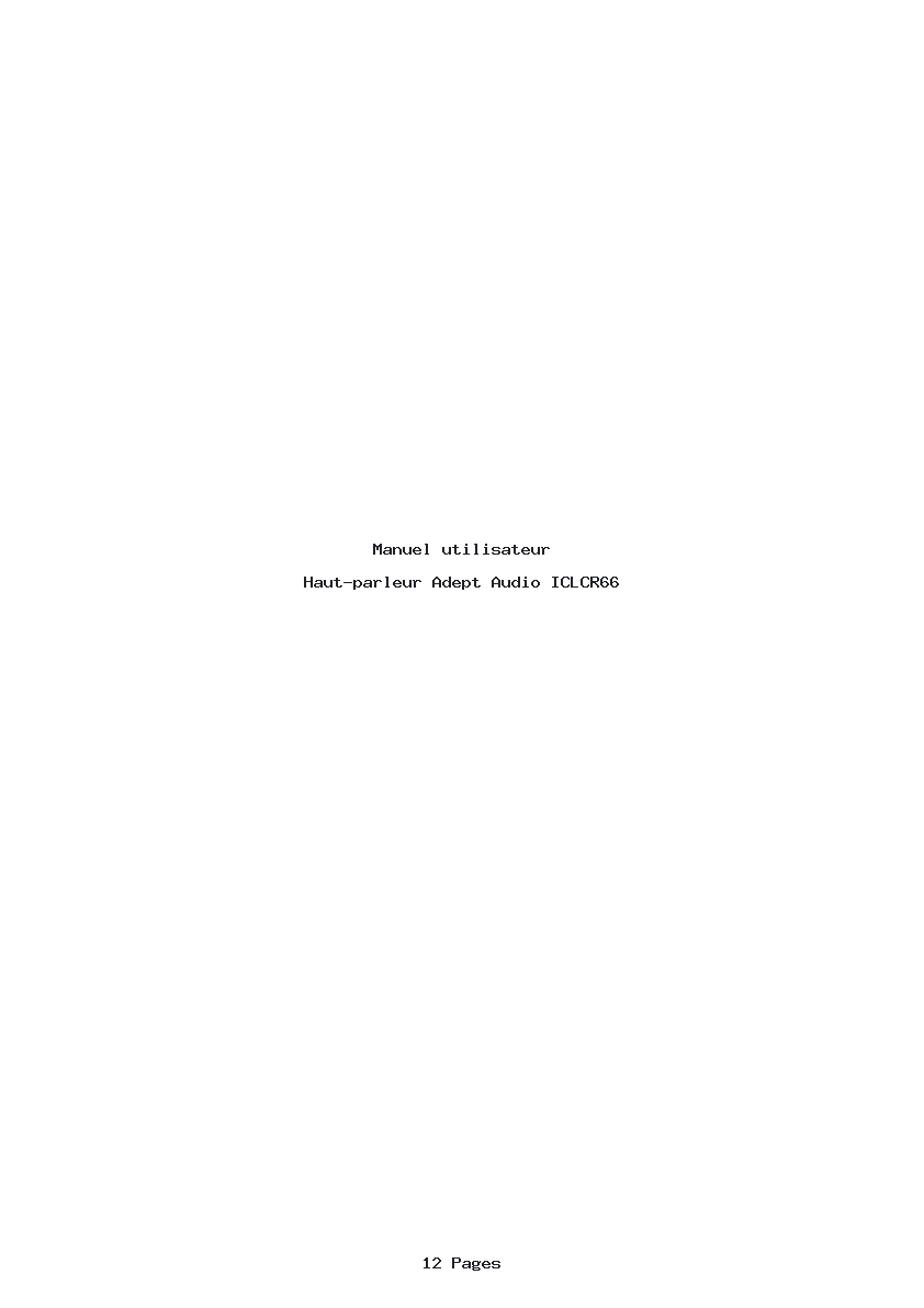 Page 1 de la notice Manuel utilisateur Adept Audio ICLCR66