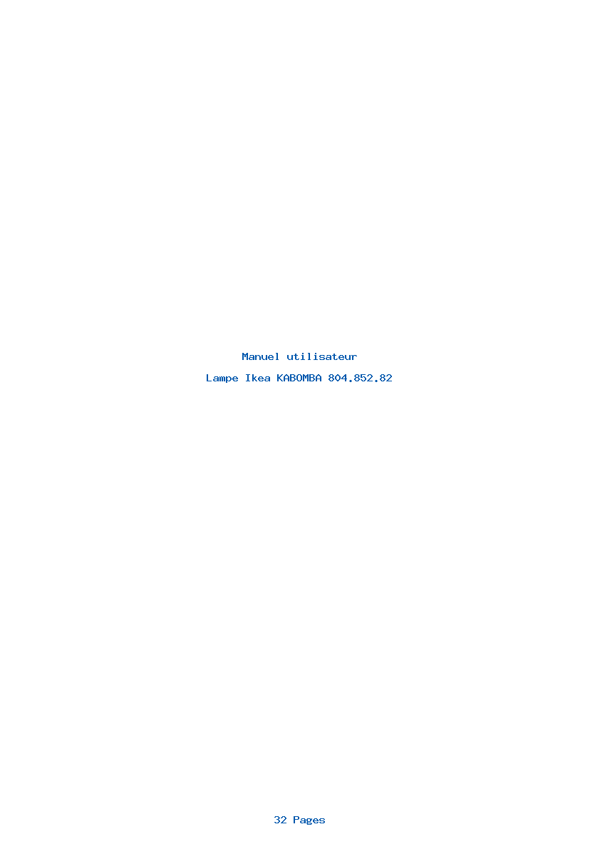 Page 1 de la notice Manuel utilisateur Ikea KABOMBA 804.852.82