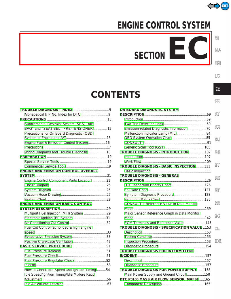 Page 1 de la notice Mode d'emploi Infiniti I30 (2000)