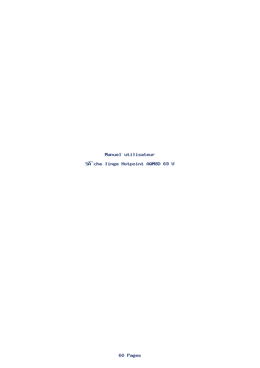 Page 1 de la notice Manuel utilisateur Hotpoint AQM8D 69 U