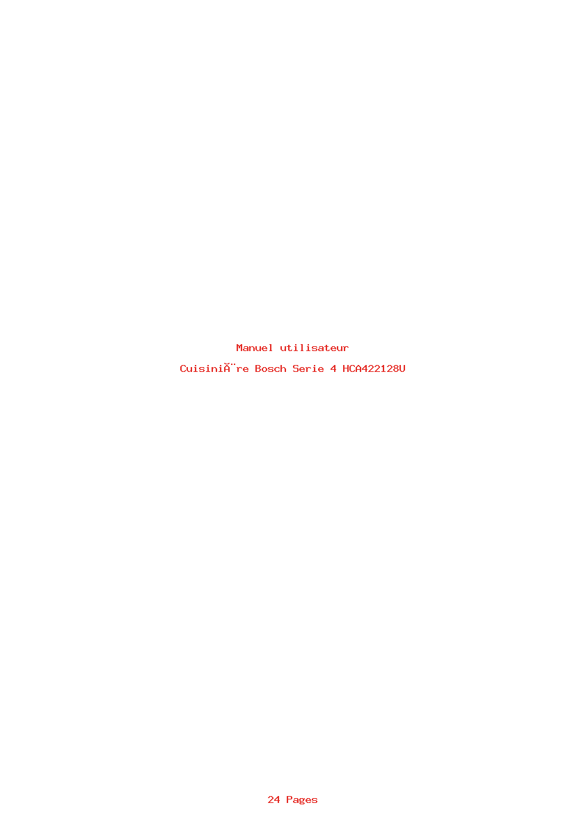 Page 1 de la notice Manuel utilisateur Bosch Serie 4 HCA422128U