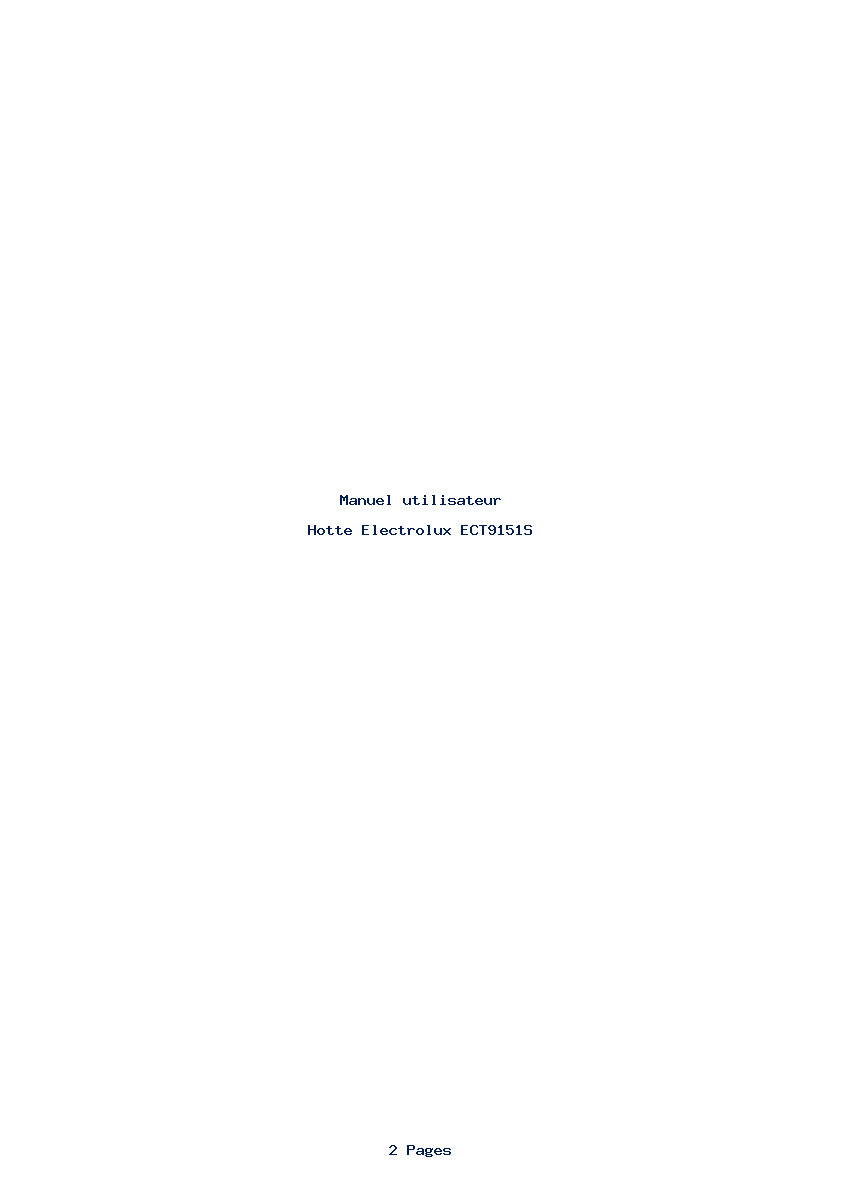 Page 1 de la notice Manuel utilisateur Electrolux ECT9151S
