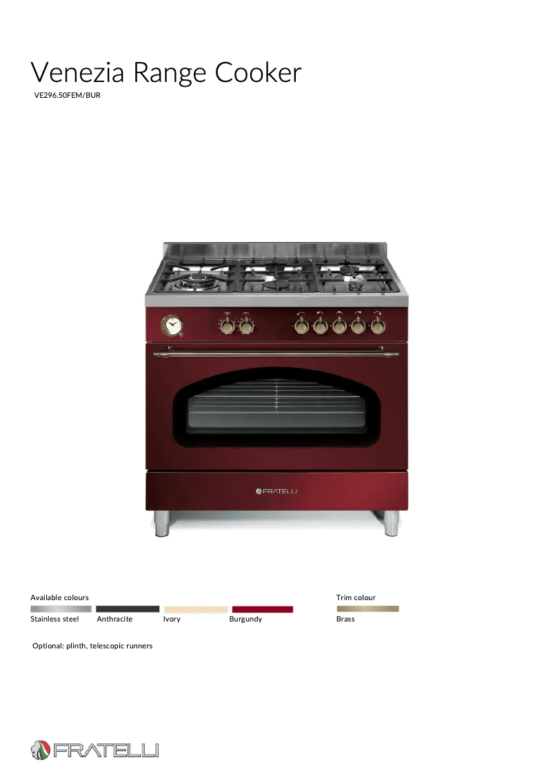 Page 1 de la notice Fiche technique Fratelli VE29650FEMBUR