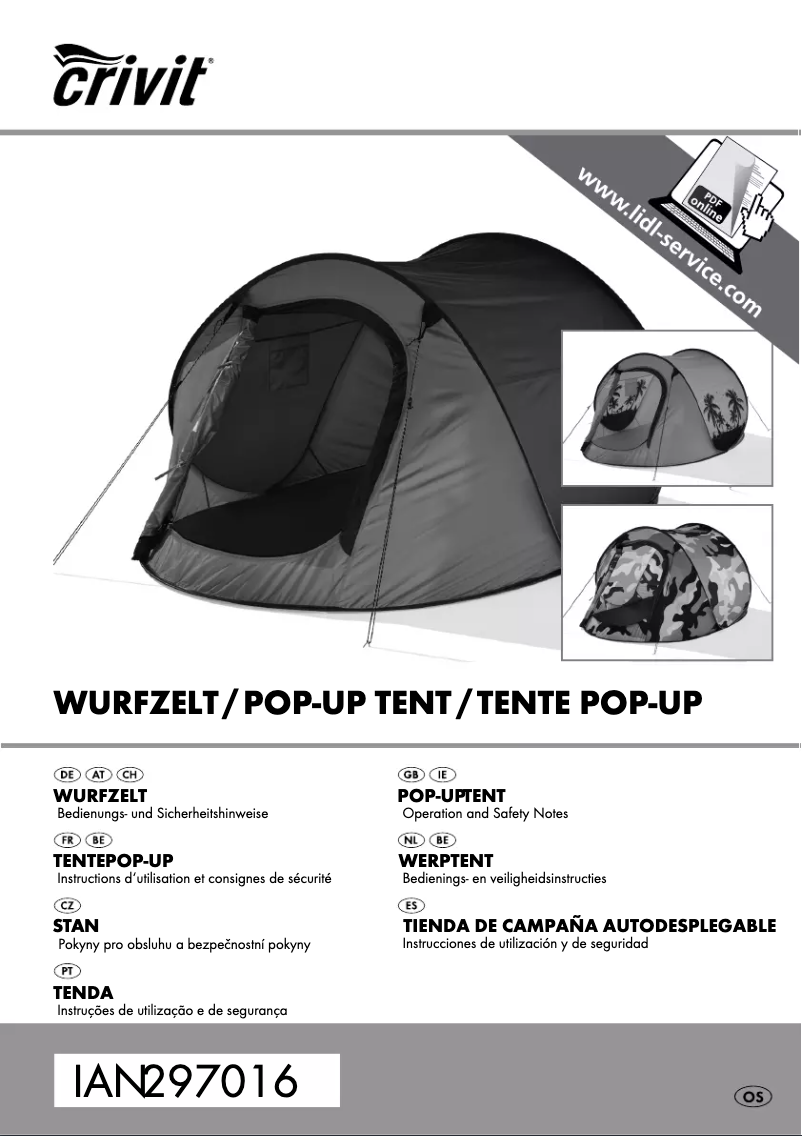 Page 1 de la notice Manuel utilisateur Crivit IAN 297016