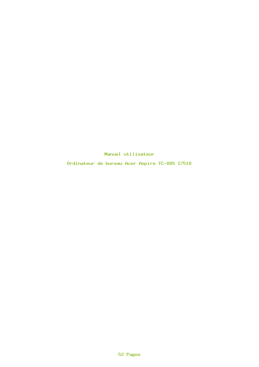 Page 1 de la notice Manuel utilisateur Acer Aspire TC-885 I7518