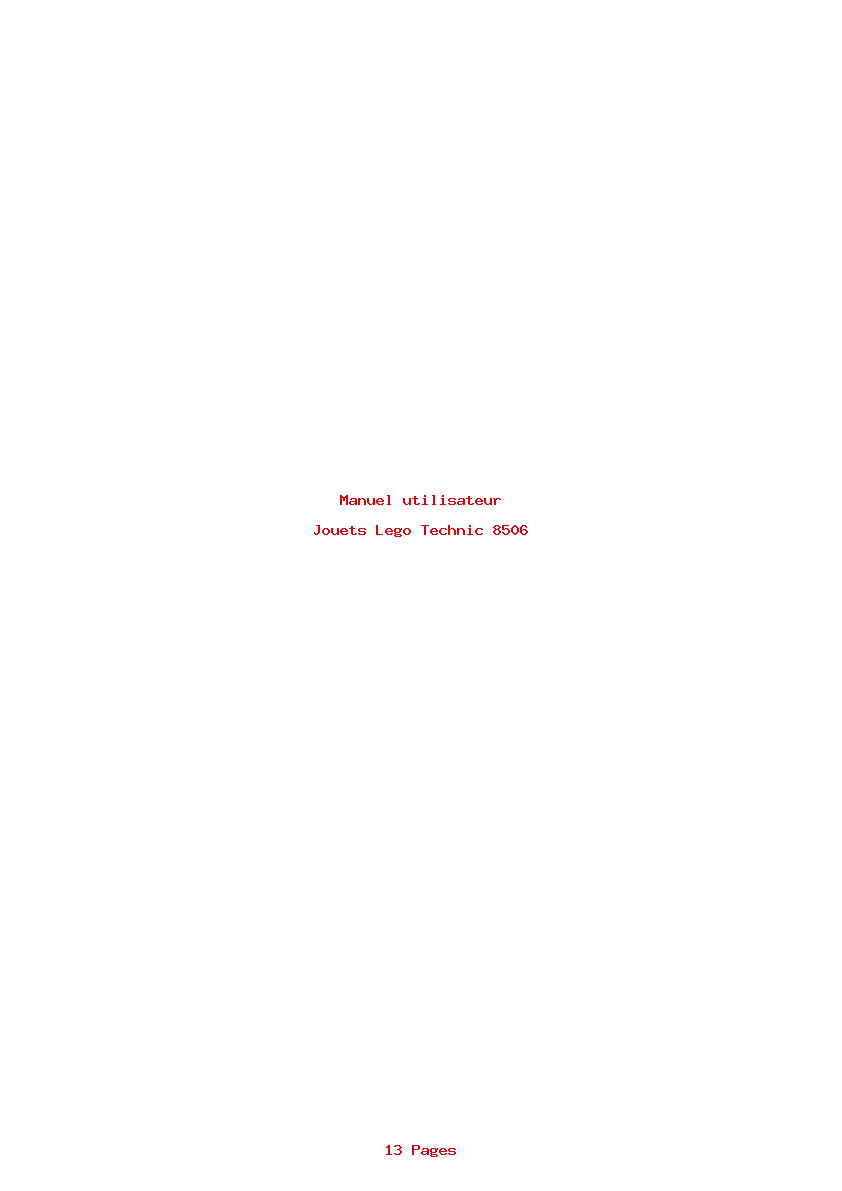 Page 1 de la notice Manuel utilisateur Lego Technic 8506