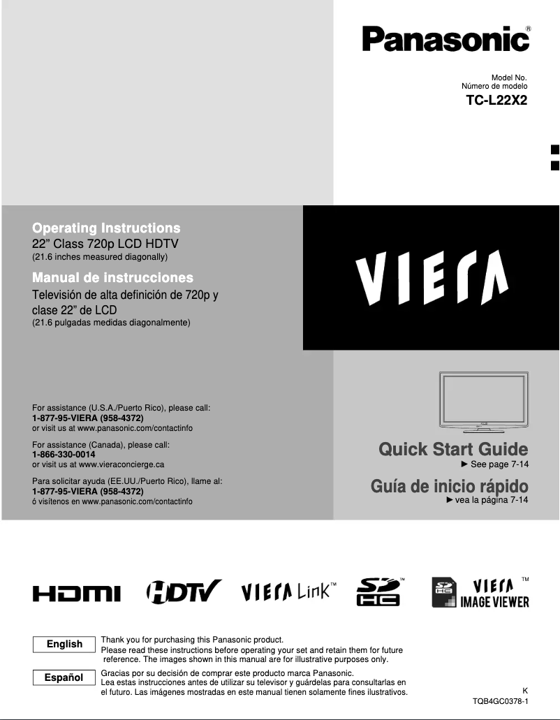 Page 1 of the manual User Manual Panasonic Viera TC-L22X2