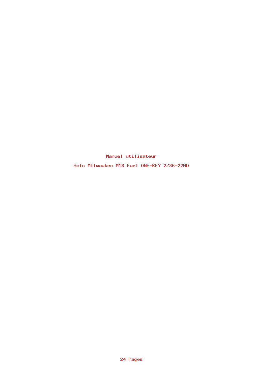Page 1 de la notice Manuel utilisateur Milwaukee M18 Fuel ONE-KEY 2786-22HD