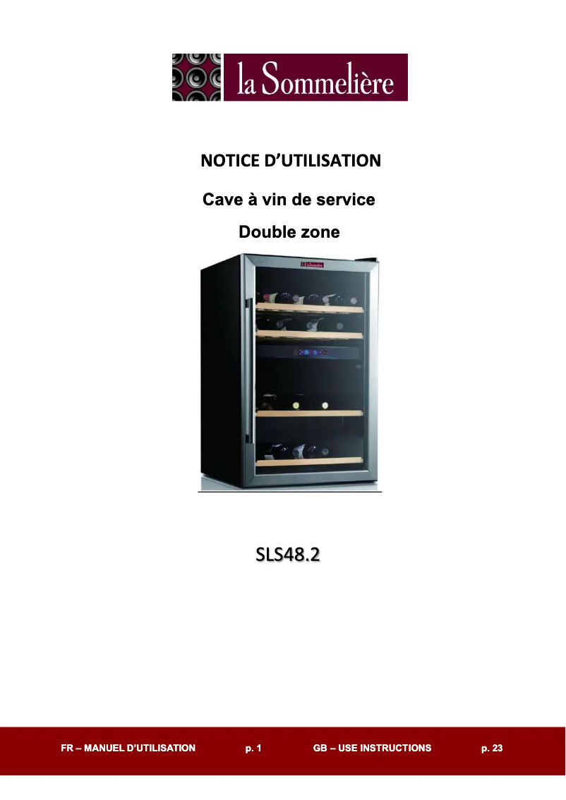 Page 1 de la notice Manuel utilisateur La Sommelière SLS48.2Z