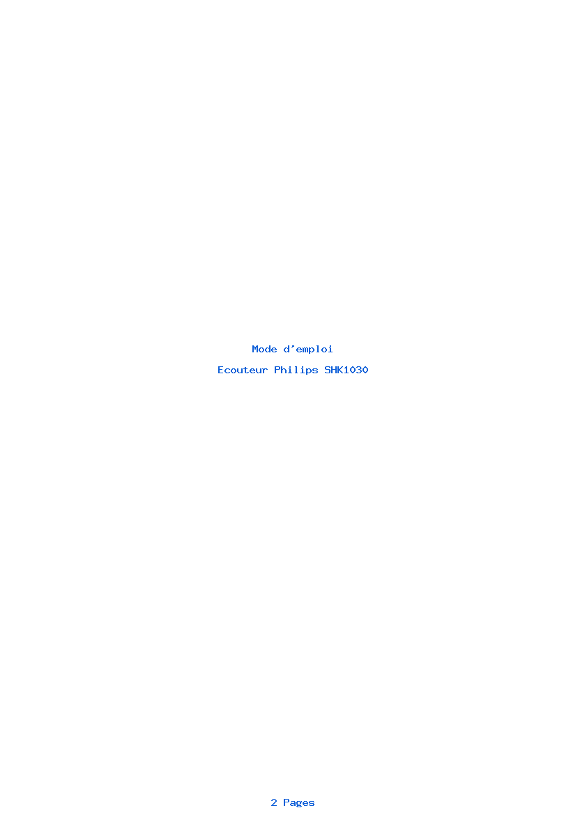 Page 1 de la notice Mode d'emploi Philips SHK1030