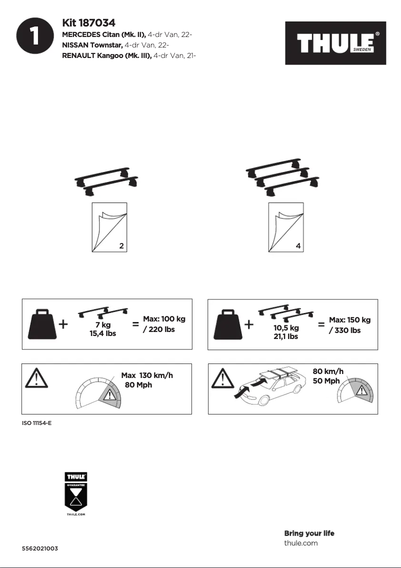 Page 1 de la notice Manuel utilisateur Thule Kit 187034