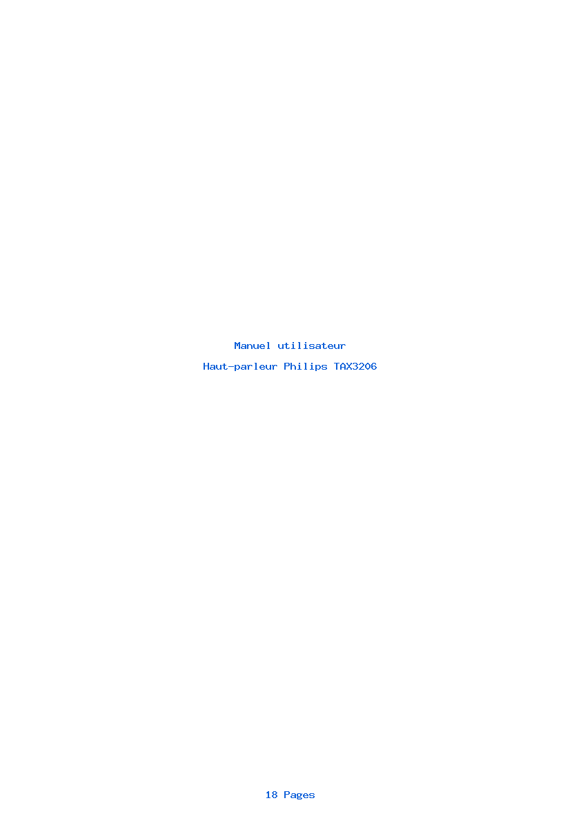 Page 1 de la notice Manuel utilisateur Philips TAX3206