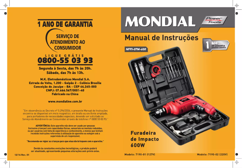 Página 1 del manual Manual de usuario Mondial NFFI-07M-600