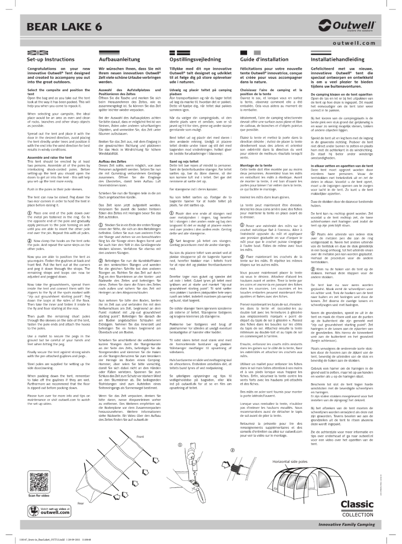 Page 1 de la notice Manuel utilisateur Outwell Classic Bear Lake 6