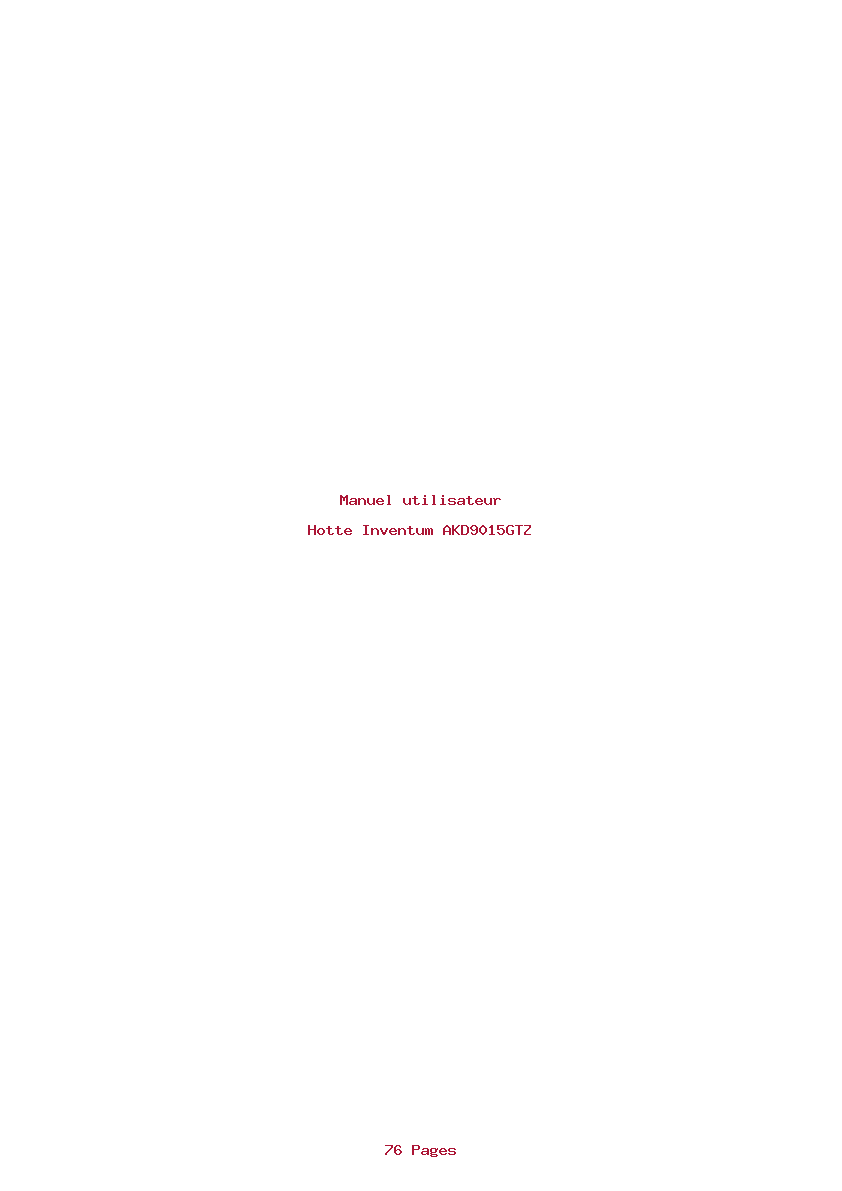 Page 1 de la notice Manuel utilisateur Inventum AKD9015GTZ