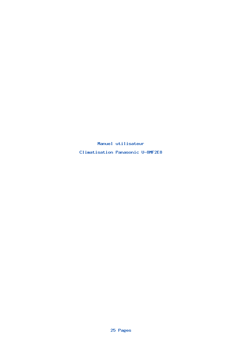 Page 1 de la notice Manuel utilisateur Panasonic U-8MF2E8