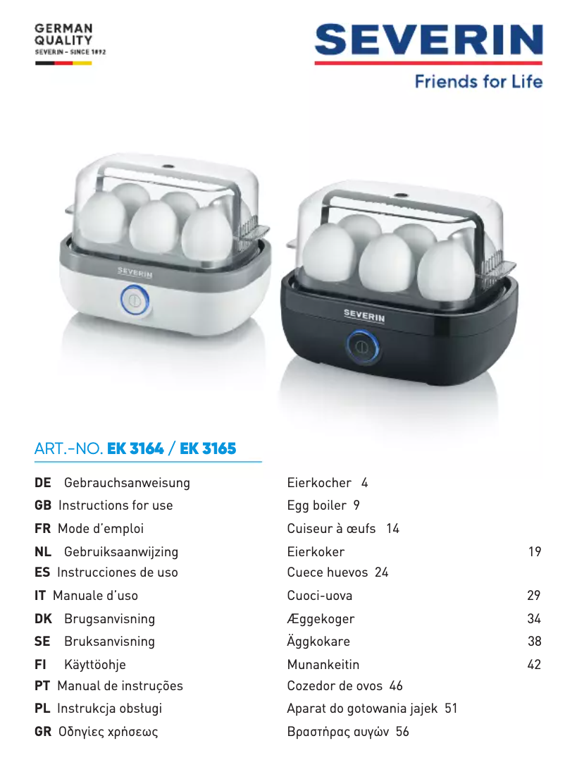 Page 1 de la notice Manuel utilisateur Severin EK 3165