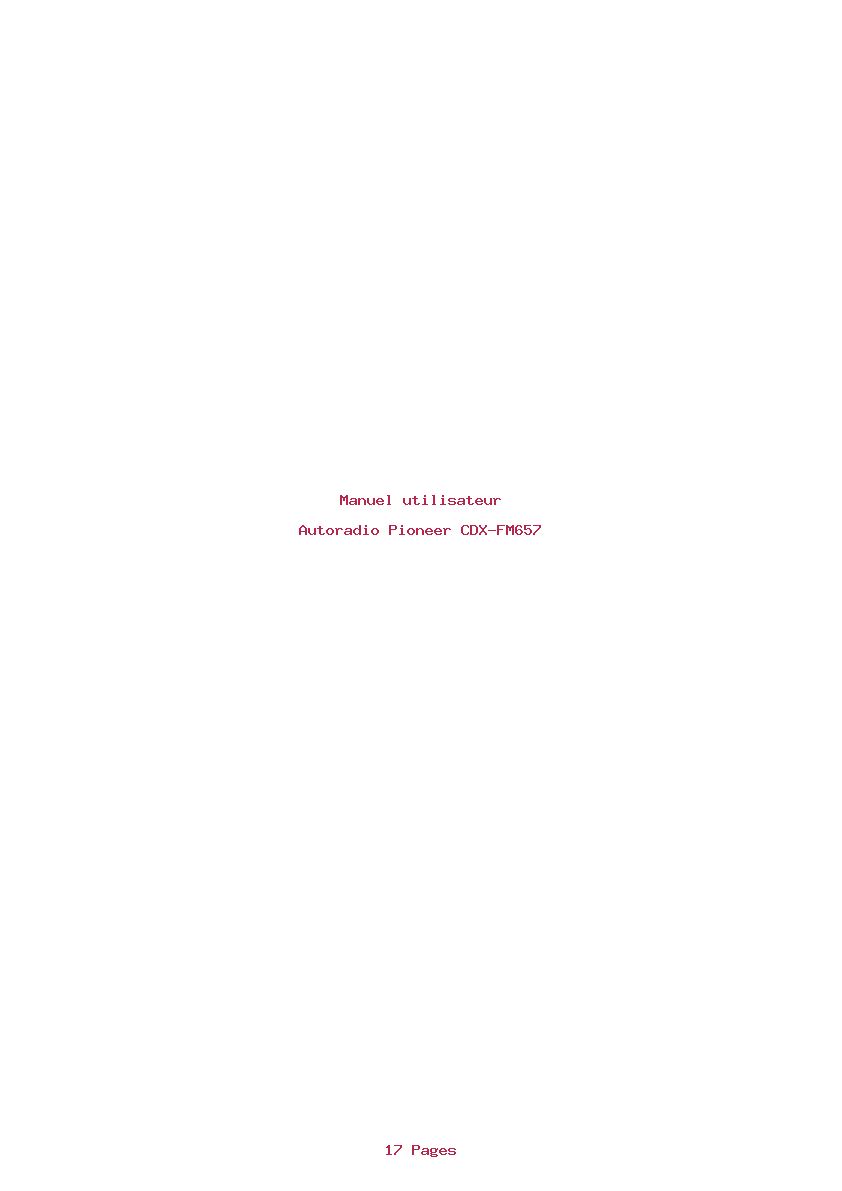 Page 1 de la notice Manuel utilisateur Pioneer CDX-FM657