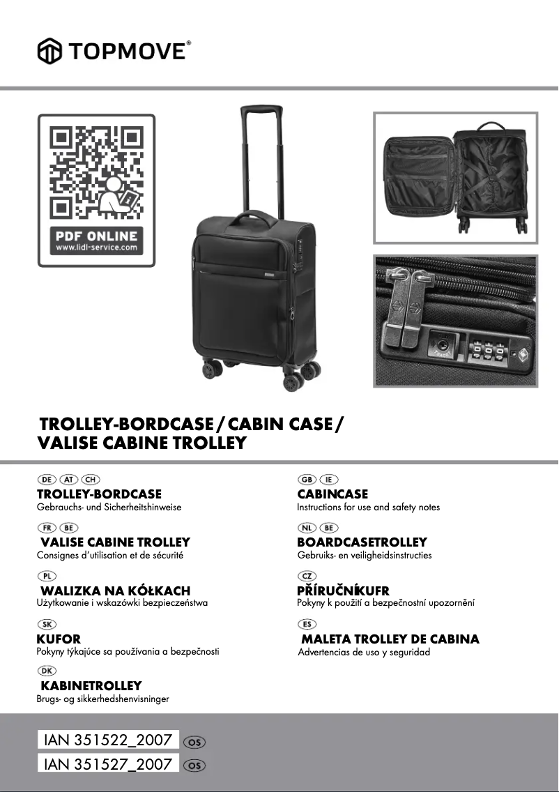 Page 1 de la notice Manuel utilisateur Topmove IAN 351522