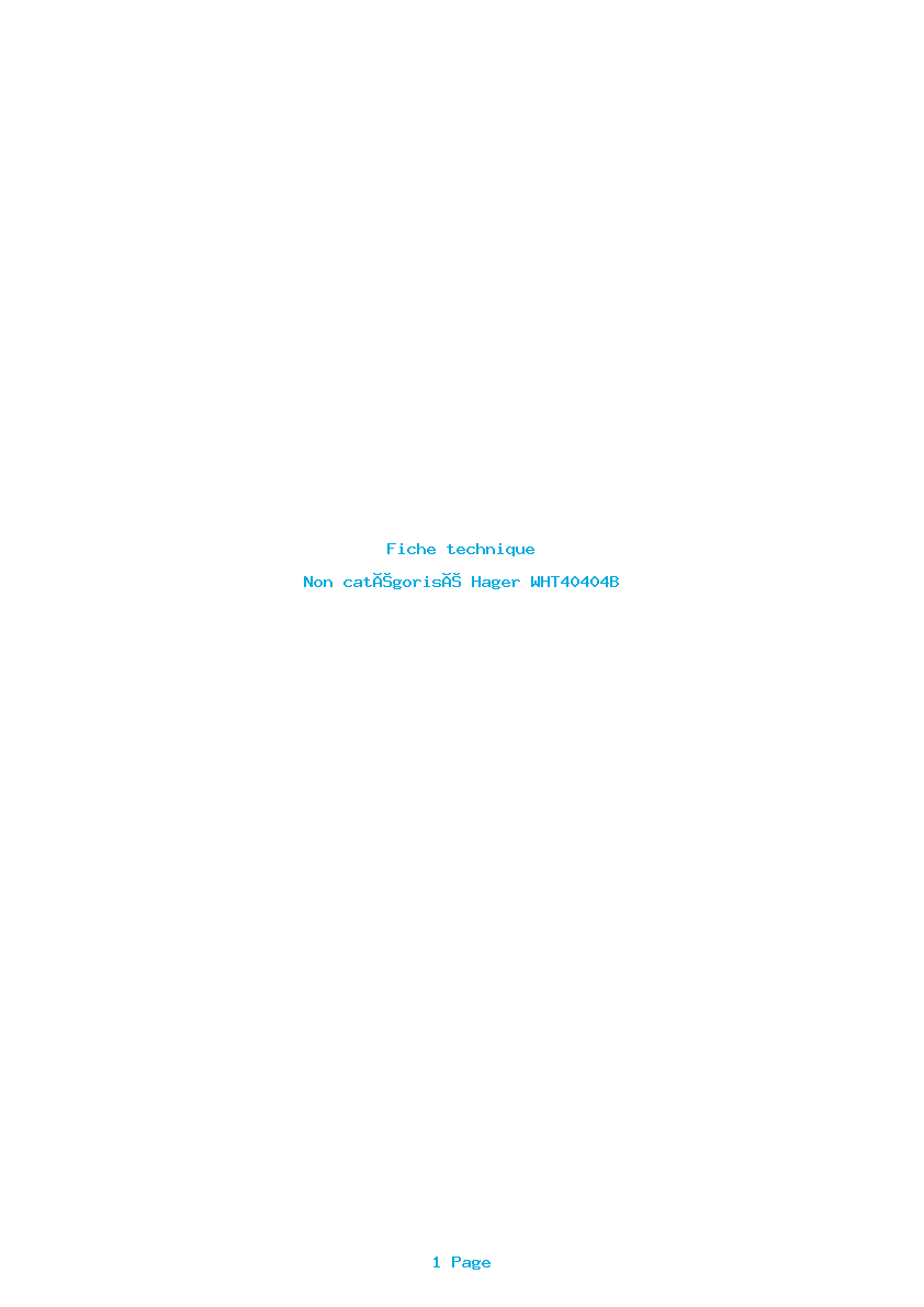 Page 1 de la notice Fiche technique Hager WHT40404B