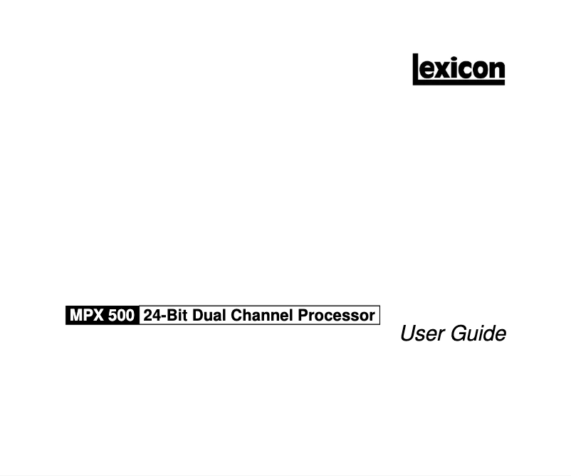 Page 1 of the manual User Manual Lexicon MPX 500