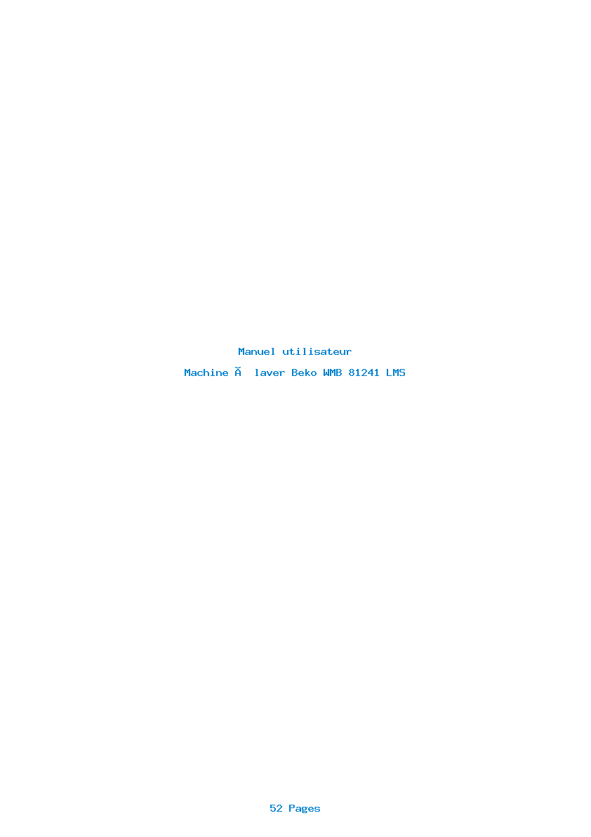 Page 1 de la notice Manuel utilisateur Beko WMB 81241 LMS