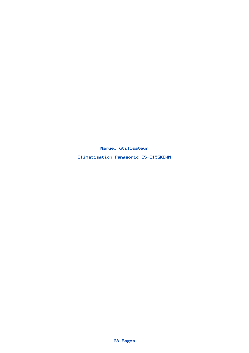 Page 1 de la notice Manuel utilisateur Panasonic CS-E15SKEWM