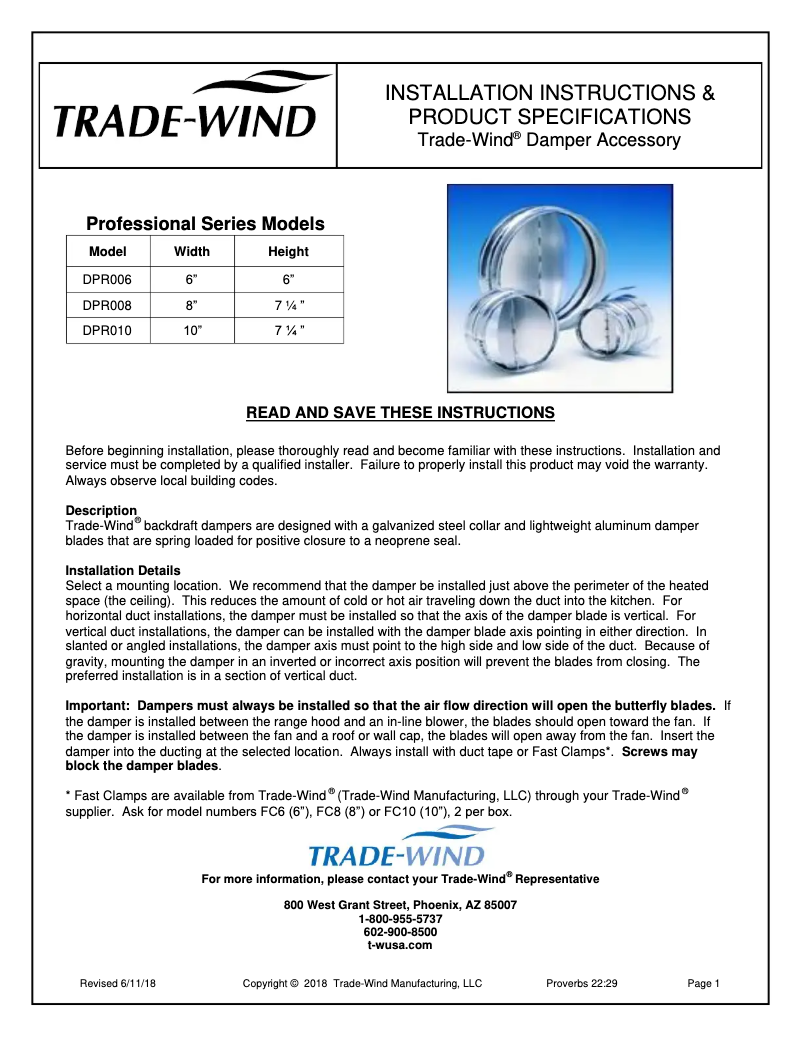 Page 1 de la notice Manuel utilisateur Trade-Wind DPR010