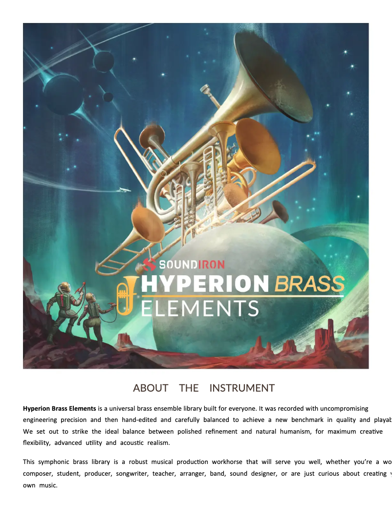 Page 1 de la notice Manuel utilisateur Steinberg Hyperion Brass Elements