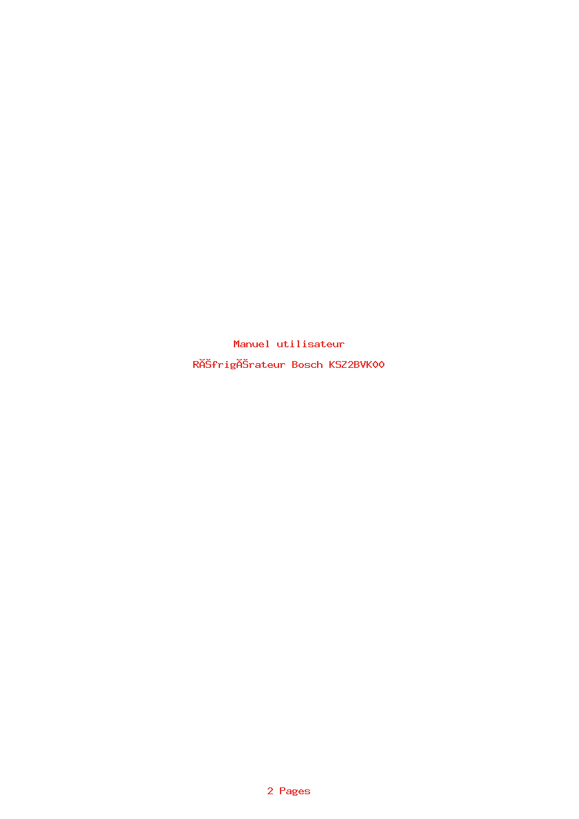 Page 1 de la notice Manuel utilisateur Bosch KSZ2BVK00
