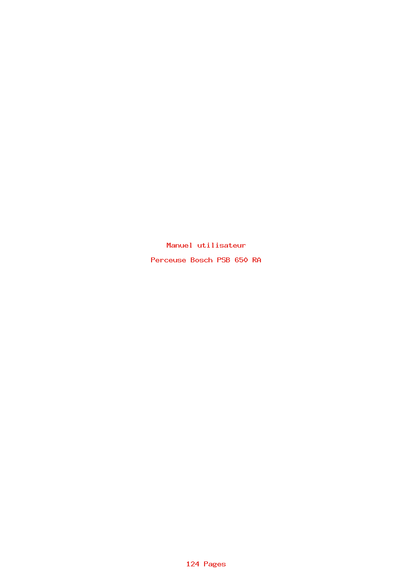Page 1 de la notice Manuel utilisateur Bosch PSB 650 RA