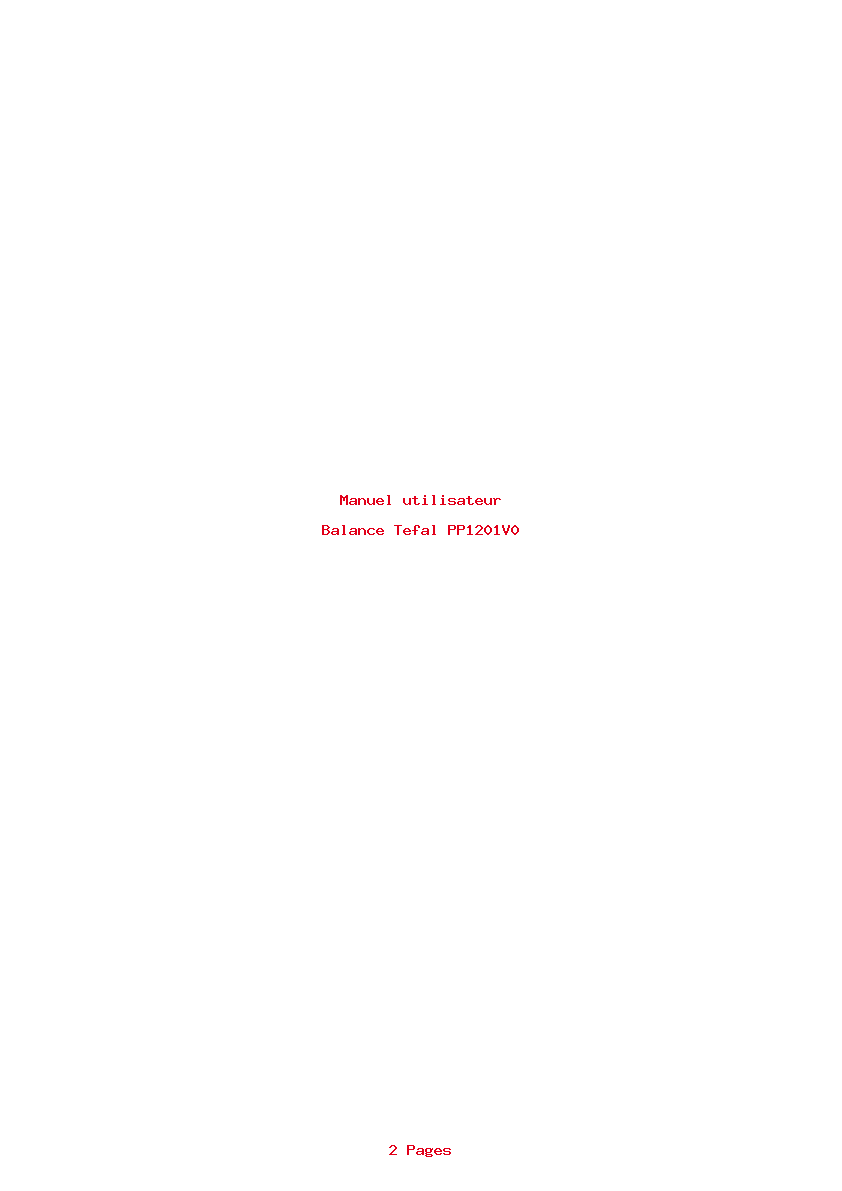 Page 1 de la notice Manuel utilisateur Tefal PP1201V0