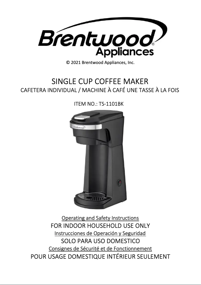 Page 1 de la notice Manuel utilisateur Brentwood TS-1101BK