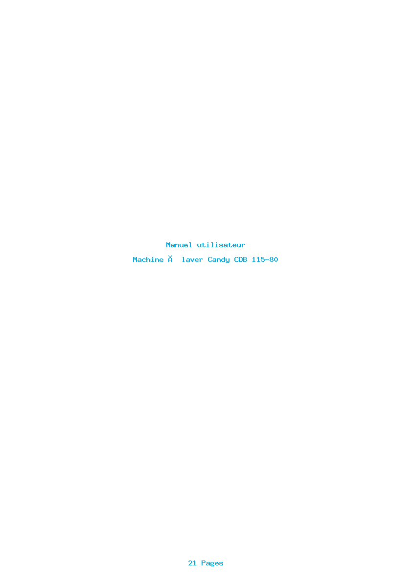 Page 1 de la notice Manuel utilisateur Candy CDB 115-80