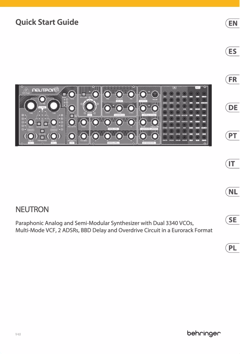 Página 1 del manual Guía de inicio rápido Behringer NEUTRON