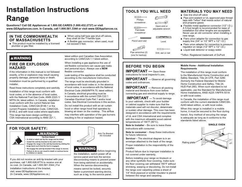 Page 1 de la notice Guide d'installation Hotpoint RGB508PEFWH
