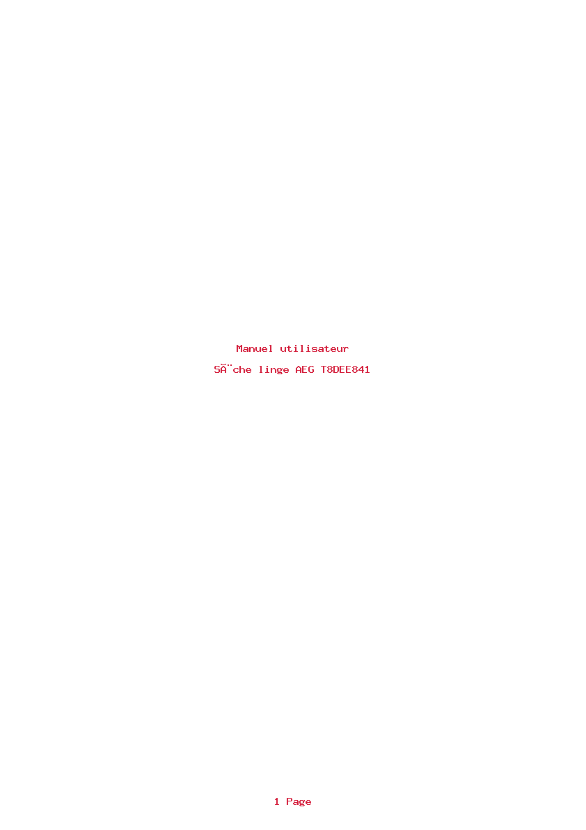 Page 1 de la notice Manuel utilisateur AEG T8DEE841