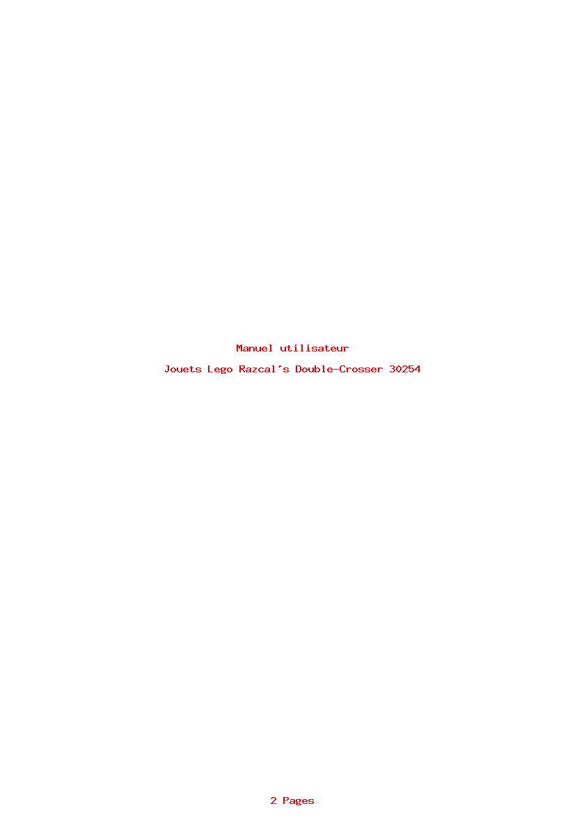 Page 1 de la notice Manuel utilisateur Lego Razcal's Double-Crosser 30254