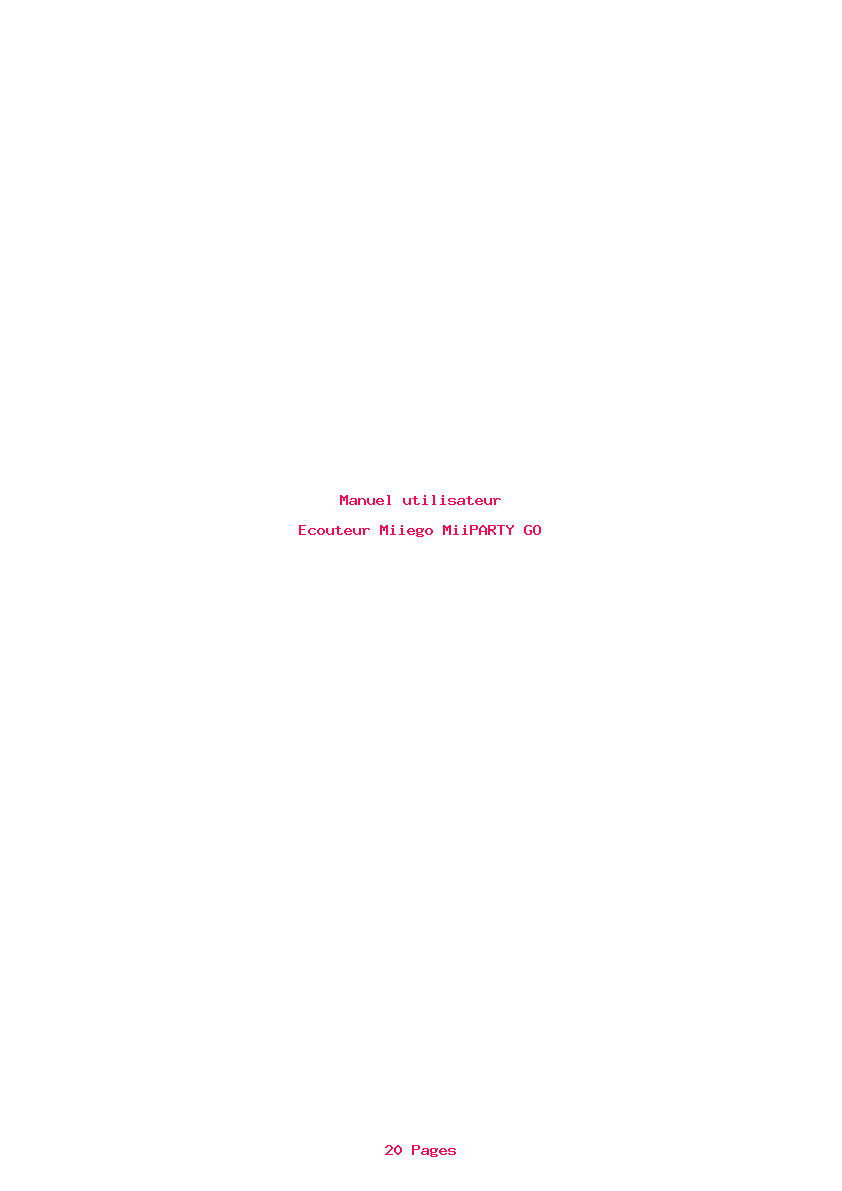 Page 1 de la notice Manuel utilisateur Miiego MiiPARTY GO