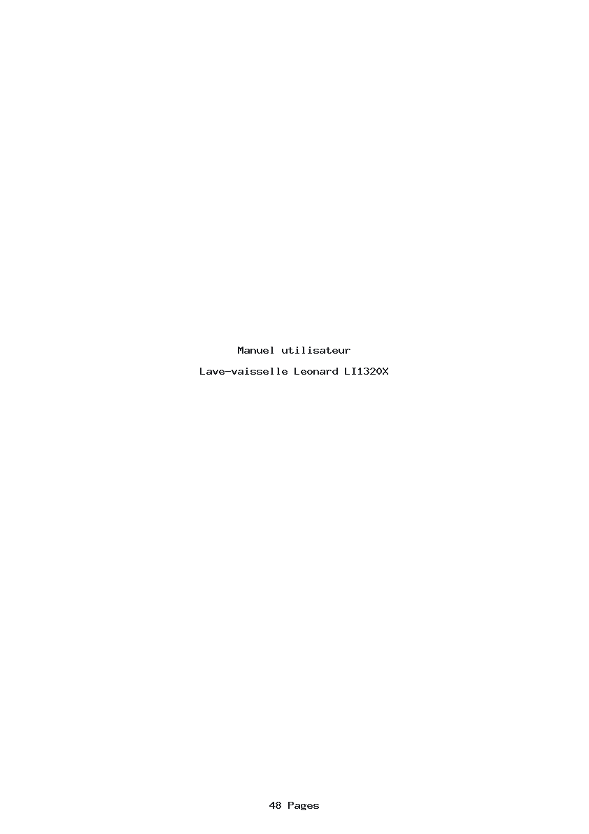 Page 1 de la notice Manuel utilisateur Leonard LI1320X