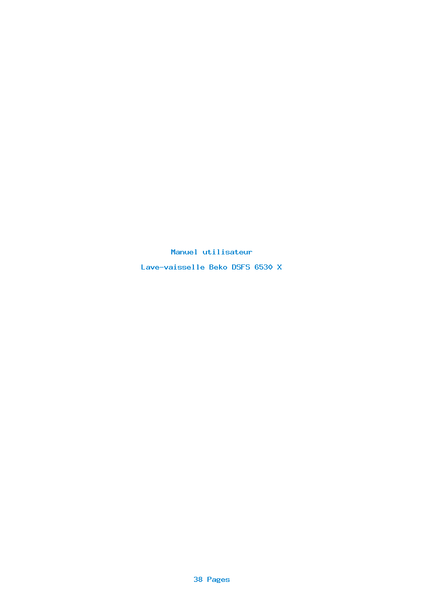 Page 1 de la notice Manuel utilisateur Beko DSFS 6530 X