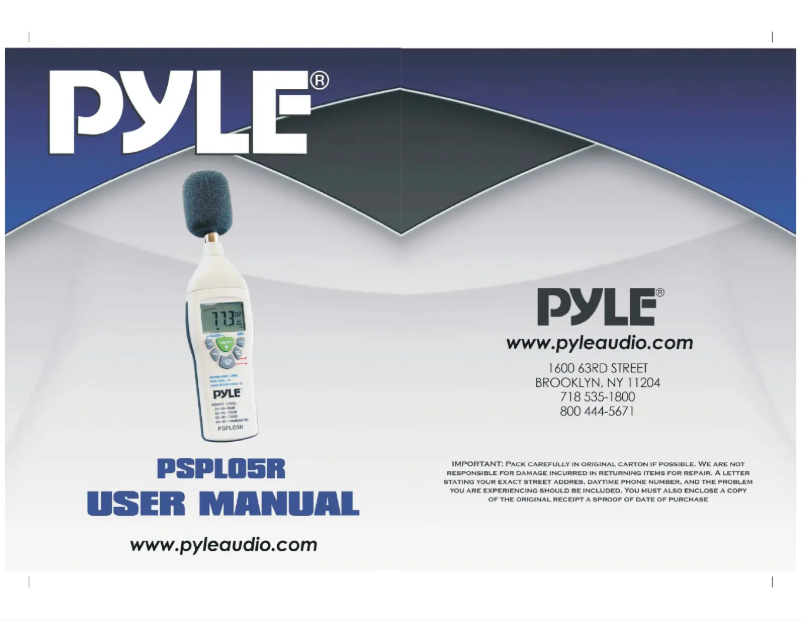 Page 1 of the manual User Manual Pyle PSPL05R