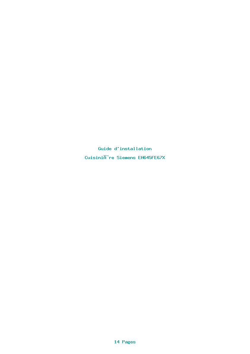 Page 1 de la notice Guide d'installation Siemens EH645FE67X