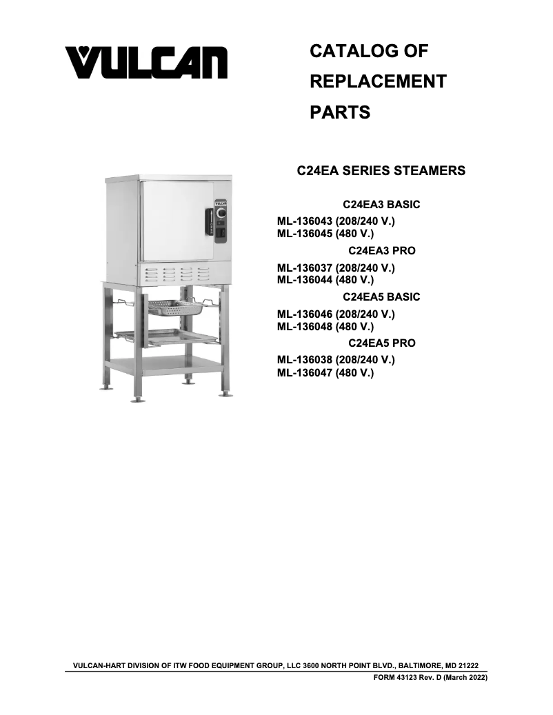 Page 1 de la notice Catalogue Vulcan C24EA3 PLUS