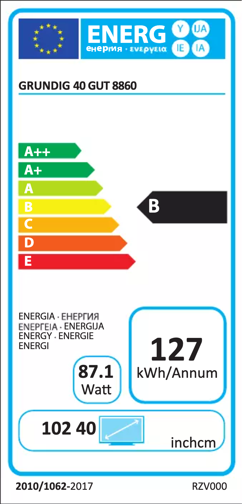 Page 1 de la notice Manuel utilisateur Grundig 40 GUT 8860